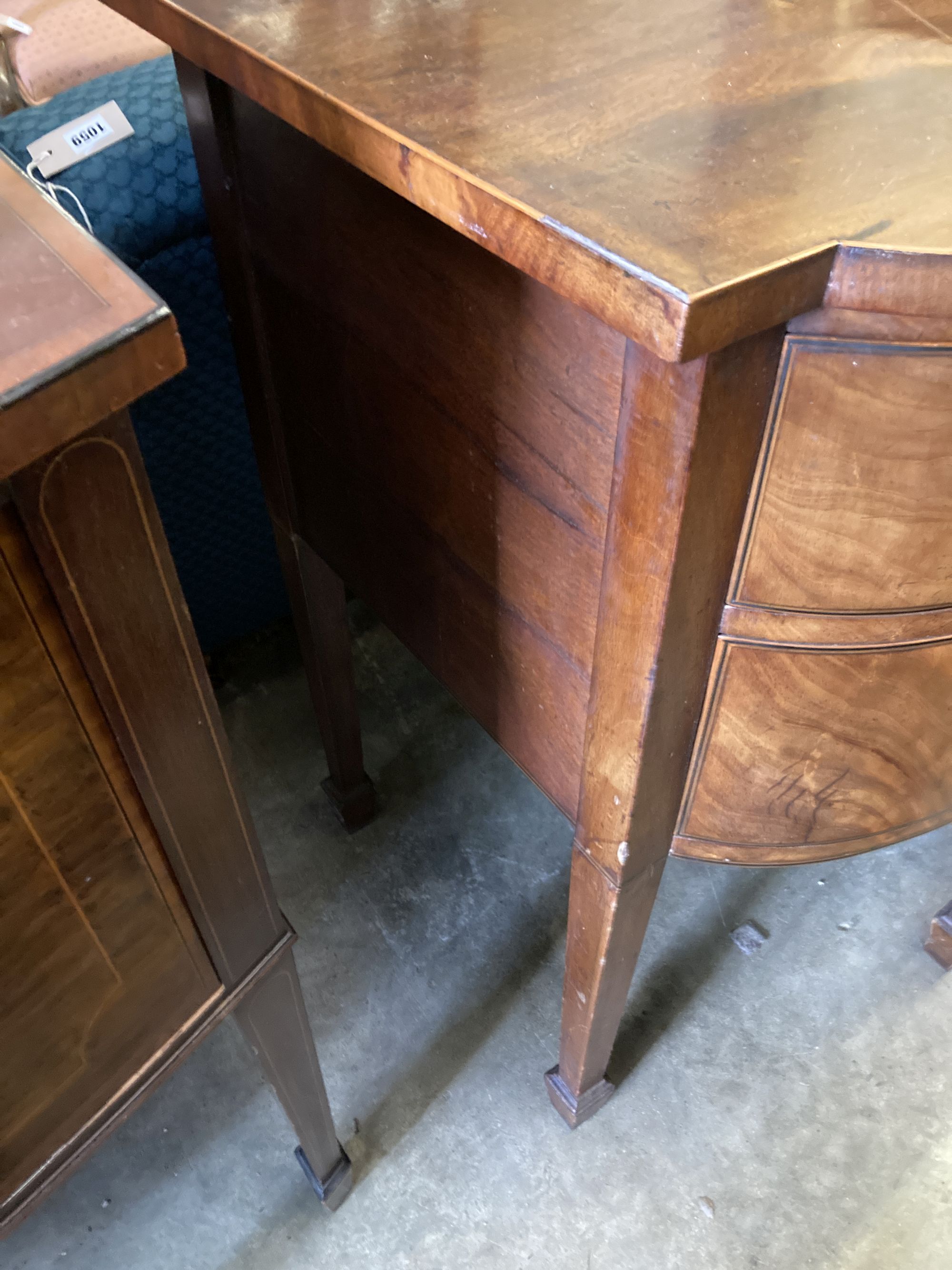 A George III mahogany bowfront sideboard, length 152cm, depth 65cm, height 92cm